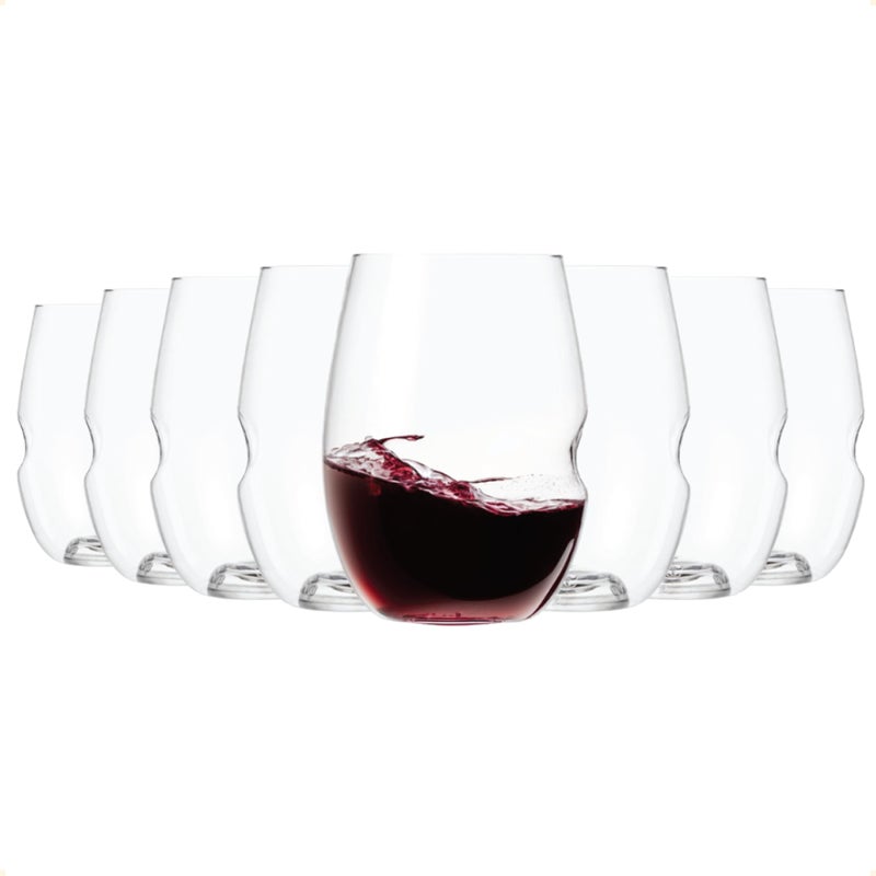 Unbreakable Stemless Wine Glass Set of 8 16oz Dishwasher Safe BPAfree Tritan Clear Stemless Red Wine Glasses Shatterproof for Indoor Outdoor Everyday Use Reusable Made in the USA