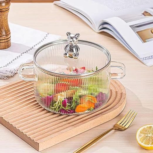ROSEFINCH Casserole Dish with Glass Lid Microwave Oven Safe Serving Containers for Dinner Sabzi Dal Roti Curry Glass Casserole With Lid Handle Large 1600 ml - Image 3