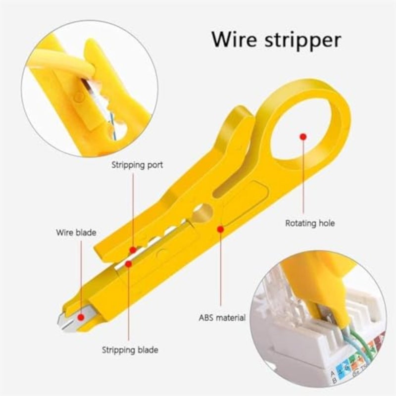 Crimping Tool Kit 12-in-1 for RJ11/RJ12/CAT5/CAT6/CAT5e Network Technicians: Stainless Steel, Precision Crimping Cutting, Blue, Includes Cable Cutter Tester Plier Crimper Plug Clamp - Image 3