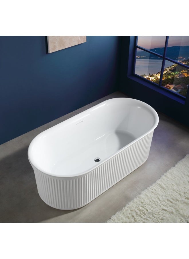 DANUBE HOME Milano Miel Freestanding Bathtub Modern Bathtub Freestanding Shower Bath Tub For Adults 1700 x 800 x 600 Matt White - Image 2