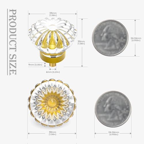 CEYMIO Antique Brass Crystal Cabinet Knobs Cabinets Knob 16 Pack Flower Vintage Glass Clear Crystal Small Pull for Closet Dresser Drawers Cupboard Wardrobe Retro Pulls Old Fashioned Drawer Gorgeous Handle - Image 3
