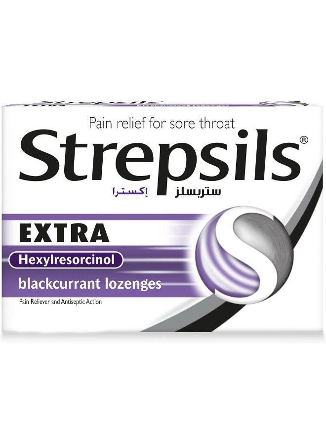 Strepsils Extra Blackcurrant, Effective Pain Relief For Sore Throats, 24 Lozenges - Image 2