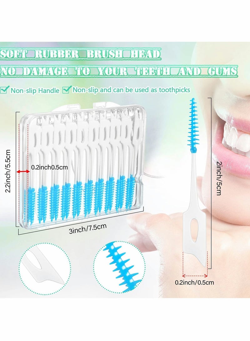 KASTWAVE أعواد خيط تنظيف الأسنان، أعواد خيط تنظيف الأسنان باللون البرتقالي مع حقيبة تخزين لأداة الفرشاة، أداة تنظيف الأسنان، أعواد خيط تنظيف الأسنان، أداة تنظيف أعواد الأسنان (أزرق، 40 قطعة) - Image 4