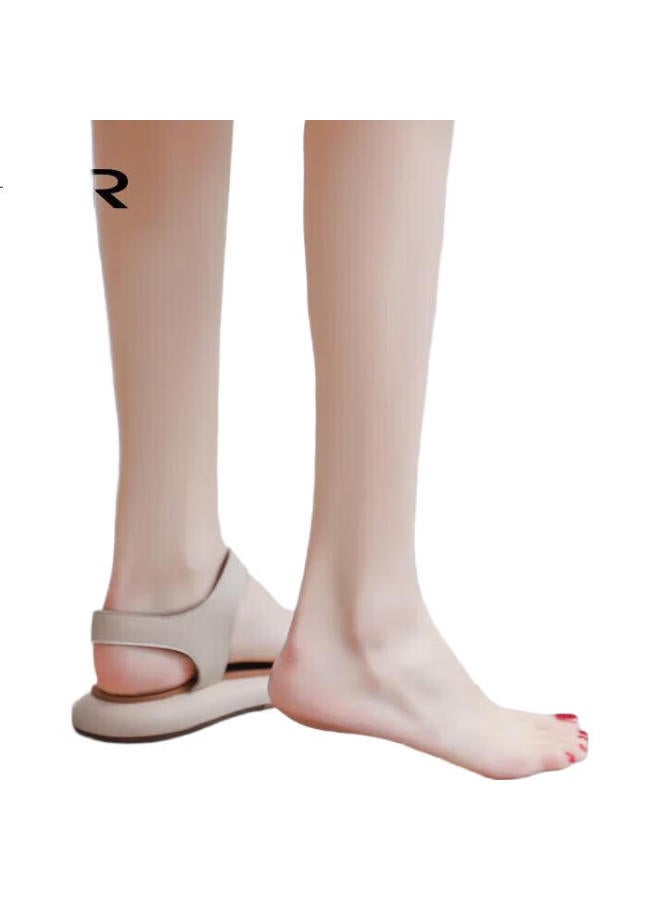 ZHR Women'S Summer Roman Style Flat Sandals Fashion Simple One-Word Strap Women'S Shoes M533 Beige Size 37 - Image 1