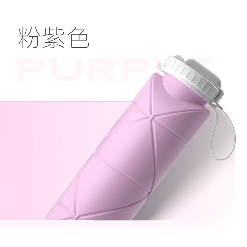 Straw silicone folding water Cup portable outdoor sports travel Cycling Bicycle kettle high temperature resistant creative Straw pink purple