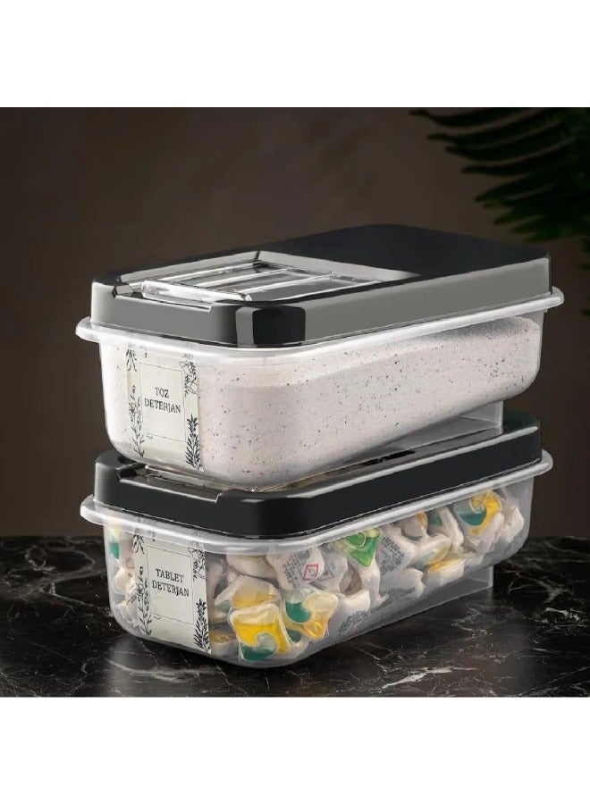 Dunya Plastik Dunia BlackGrain/Cereal Container 5 Lt with Slide Lid - Storage Solution - BPA-Free - L=34.5cm W=19cm H=13cm  - Image 2