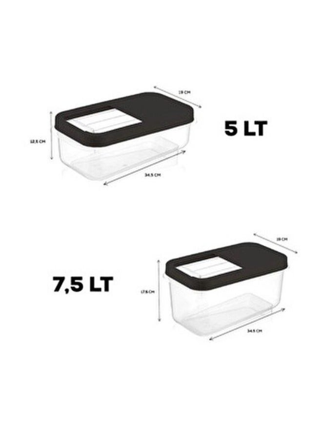 Dunya Plastik Dunia BlackGrain/Cereal Container 5 Lt with Slide Lid - Storage Solution - BPA-Free - L=34.5cm W=19cm H=13cm  - Image 4