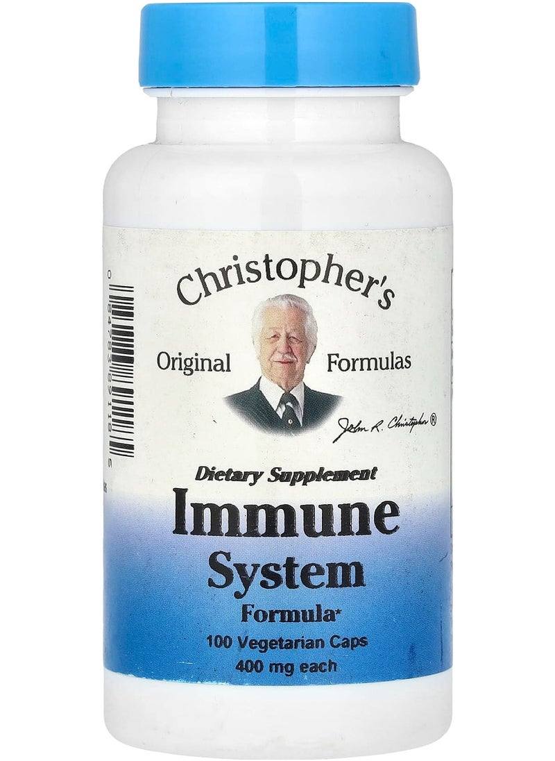 Christopher's Original Formulas Immune System Formula, 400 mg, 100 Vegetarian Caps (200 mg Per Cap) 
