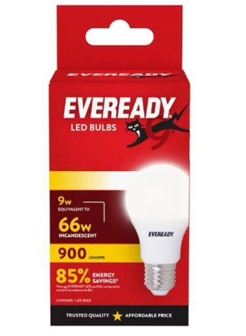 إفريدي مصباح LED A60 بقوة 9 واط وقاعدة E27، ضوء نهاري - مصباح LED موفر للطاقة بقوة 900 لومن، يعادل مصباحًا متوهجًا بقوة 66 واط، للاستخدام المنزلي والمكتبي - ضوء أصفر - Image 1