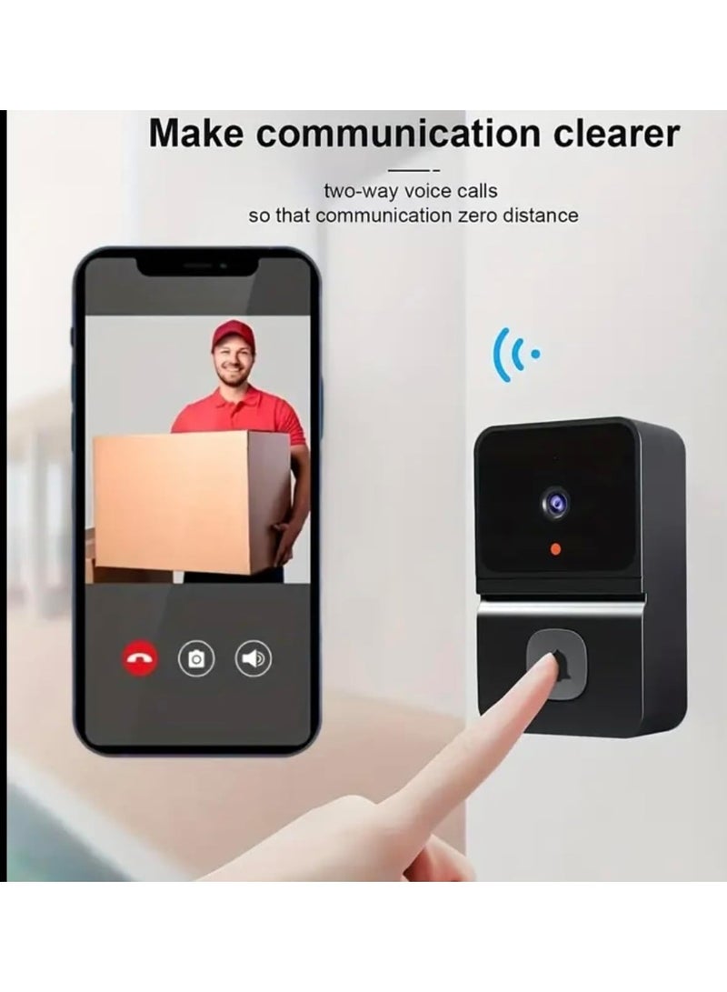 Smart Doorbell Camera with WiFi, HD Video, Mobile App Monitoring, Two-Way Audio, Black - Image 1
