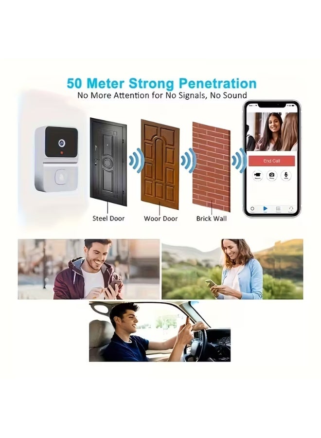 Smart Doorbell Camera with WiFi, HD Video, Mobile App Monitoring, Two-Way Audio, Black - Image 5