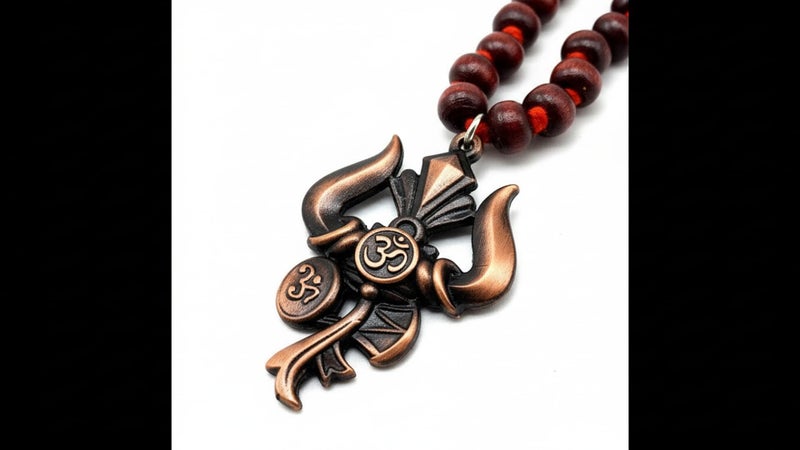 AFH Metal Antique Copper Quality Lord Shiva Trishul Damru Om Car Mirror Charm Decorative Hanging Ornament Dream Catcher Positive Vibes Balcony, Gift, Vehicle, Wind Chimes - Image 4