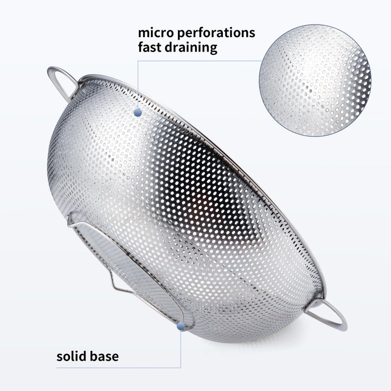 Gulex Colander Stainless Steel 3-Quart, Metal Strainer with Base, Strainer for Kitchen Food, Dishwasher Safe - Image 3