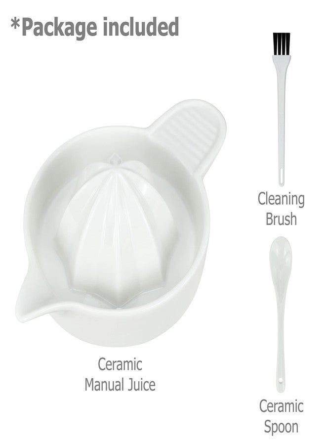 EIKS Ceramic Manual Juicer Squeezer for Juicing Citrus Lemon Orange Grapefruits Fruit, Package with Spoon & Cleaning Brush - Image 5