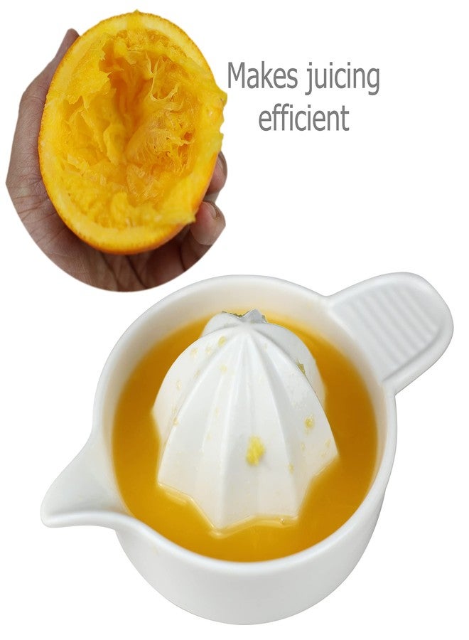 EIKS Ceramic Manual Juicer Squeezer for Juicing Citrus Lemon Orange Grapefruits Fruit, Package with Spoon & Cleaning Brush - Image 4