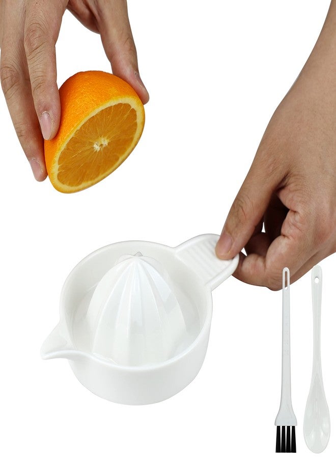 EIKS Ceramic Manual Juicer Squeezer for Juicing Citrus Lemon Orange Grapefruits Fruit, Package with Spoon & Cleaning Brush - Image 1