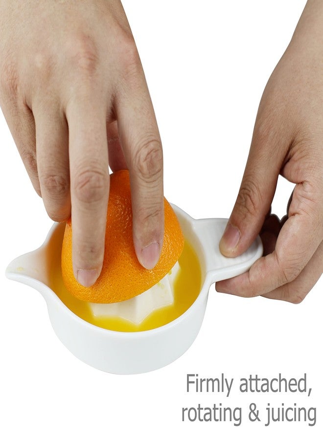 EIKS Ceramic Manual Juicer Squeezer for Juicing Citrus Lemon Orange Grapefruits Fruit, Package with Spoon & Cleaning Brush - Image 2
