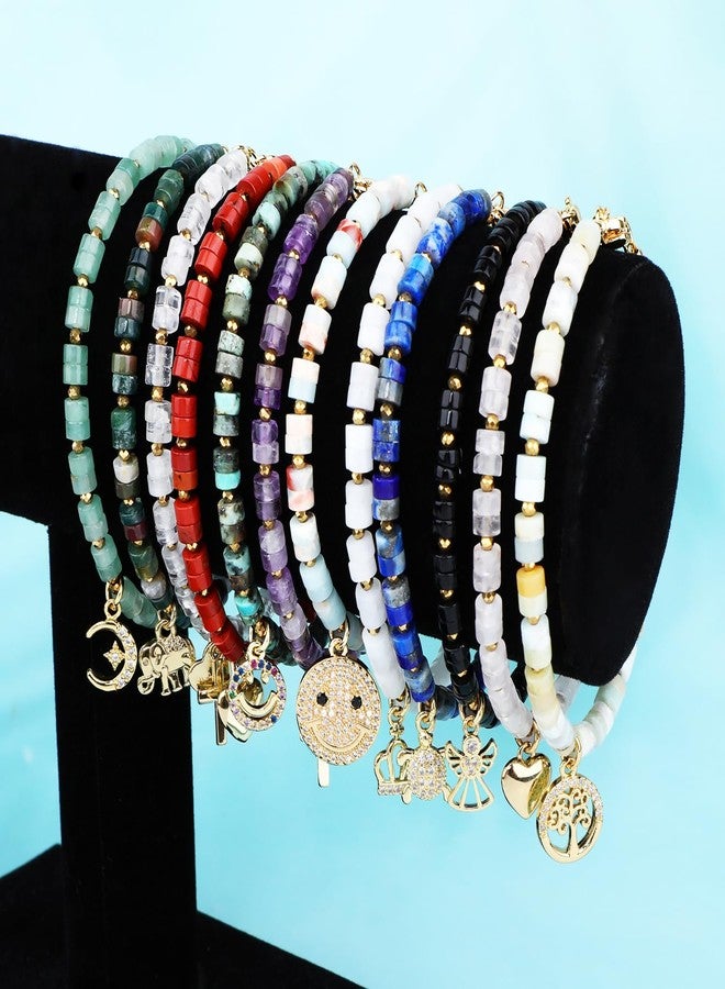 AD BEADS Natural Gemstone Healing Crystal Clear Crystal Dainty Charms Heart and Cross Bracelet Adjustable Chain Extender Minimalist Jewelry - Image 5