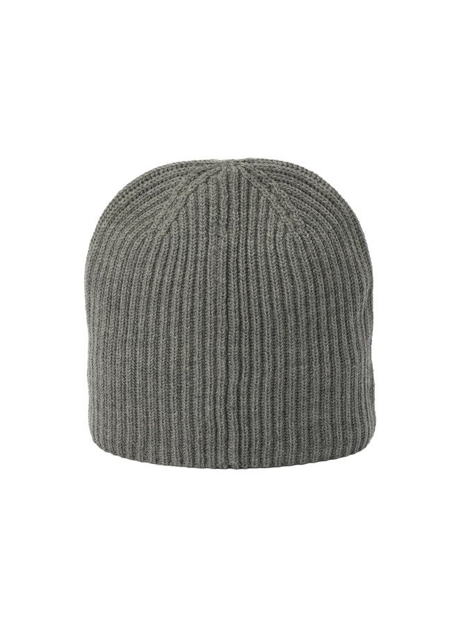 Allsaints Mens Merino Ribbed Beanie, Ribbed Hat with Logo Design, 100% Wool, Grey Marl - Image 3