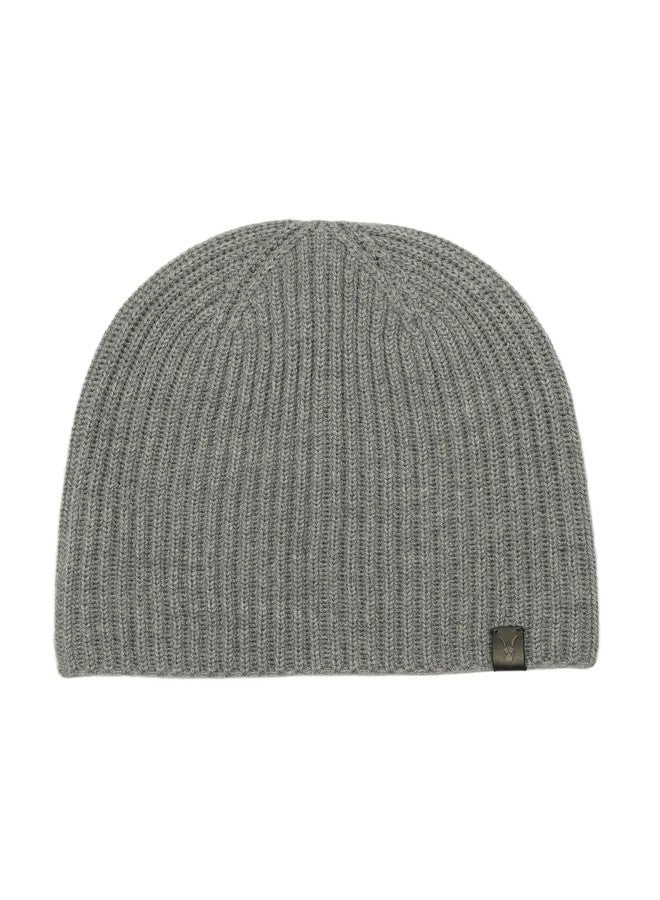 Allsaints Mens Merino Ribbed Beanie, Ribbed Hat with Logo Design, 100% Wool, Grey Marl - Image 2