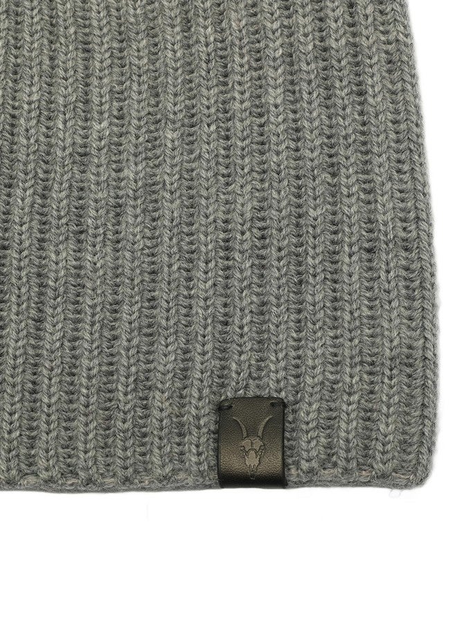 Allsaints Mens Merino Ribbed Beanie, Ribbed Hat with Logo Design, 100% Wool, Grey Marl - Image 4