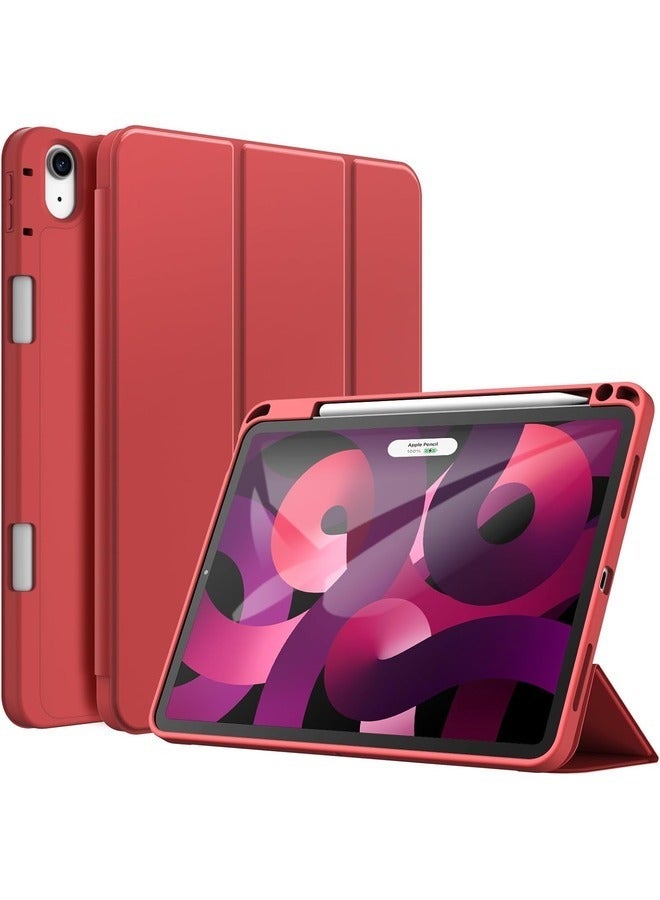MUNTAQI Red Trifold Smart Cover for iPad Air 13 Inch (M2) 2024 – Auto Wake/Sleep, Pencil Holder, and Soft TPU Back - Image 1