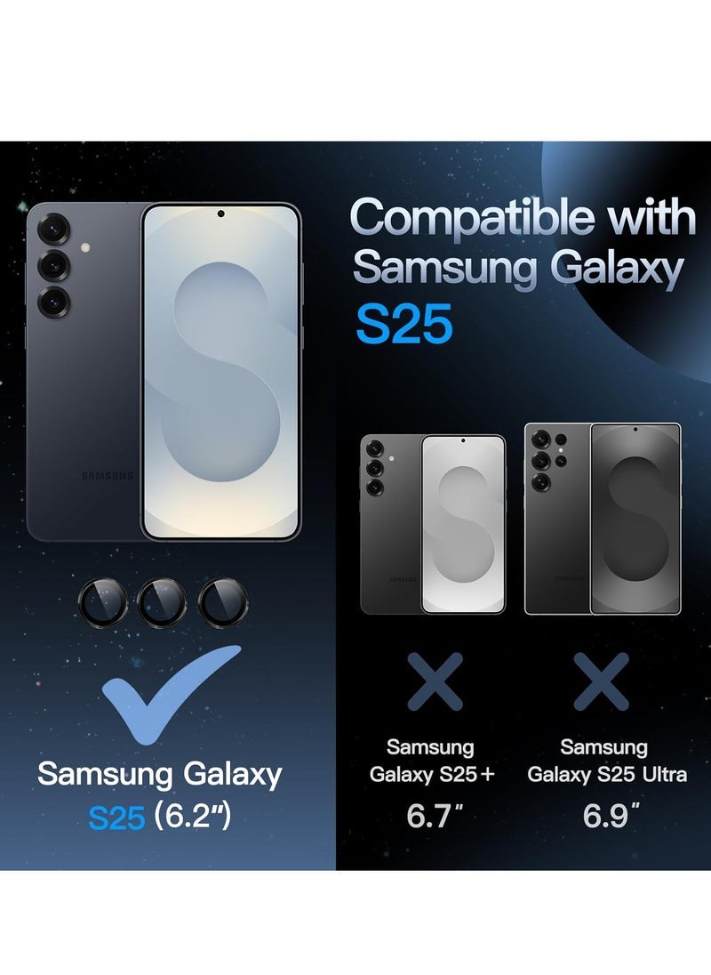 ELTRAZONE Samsung Galaxy S25 5G Camera Lens Protector – 9H Tempered Glass with Metal Ring Cover – Scratch & Shock Resistant Lens Guard – Precise Fit for 6.2-inch Display – Easy Bubble-Free Installation – Anti-Fingerprint & Durable Protection  - Image 2