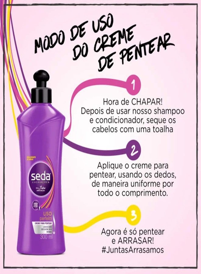 Seda Linha Liso Perfeito Creme para Pentear 300 Ml Perfect Straight Collection - Combing Cream 10.14 Fl Oz - Image 3