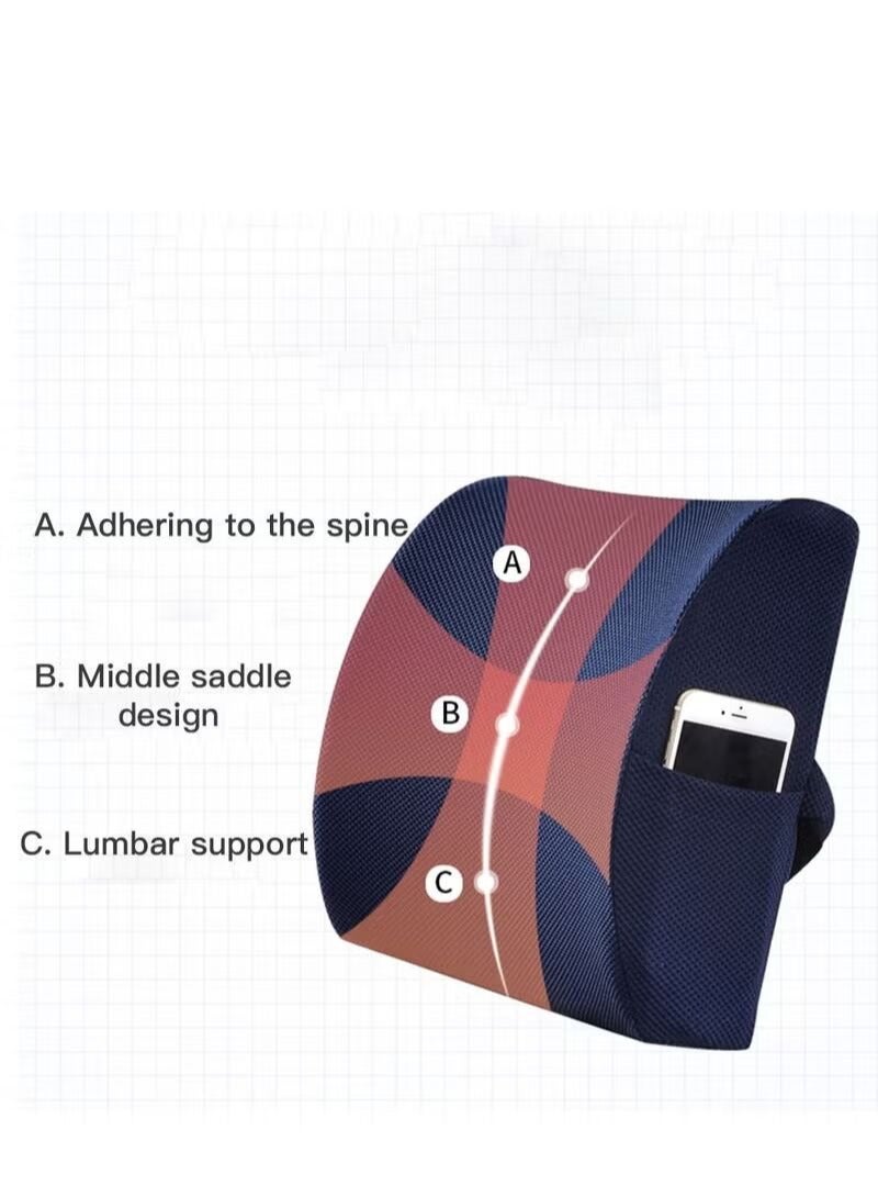 Sharpdo Memory Foam Seat Cushion Back Cushion Set For Car Office Computer Chair Blue - Image 4