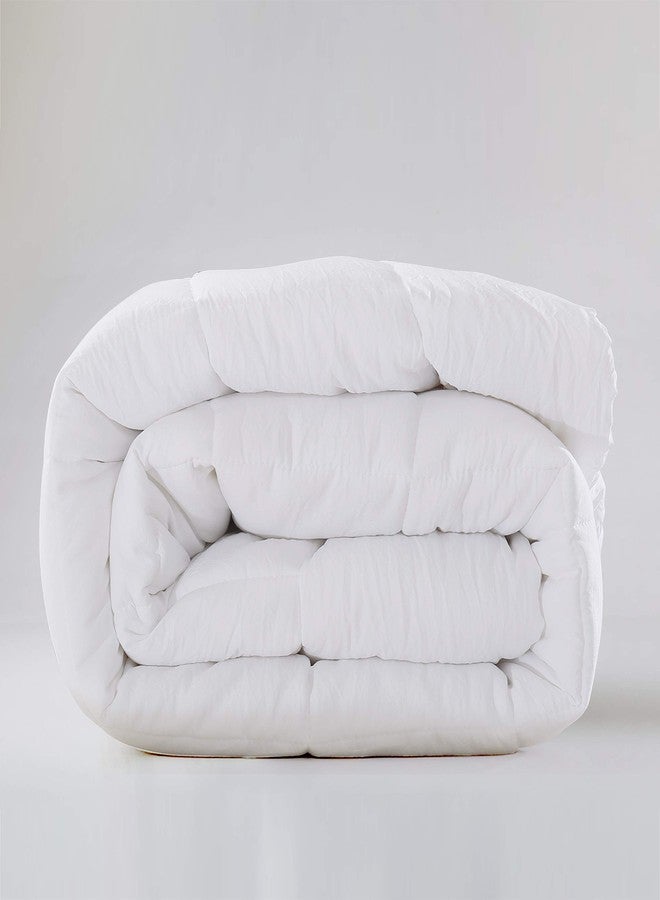 EVOLIVE All Season Pre Washed Soft Microfiber White Goose Down Alternative Comforter with Box Stitching (White,Full/Queen) - Image 3