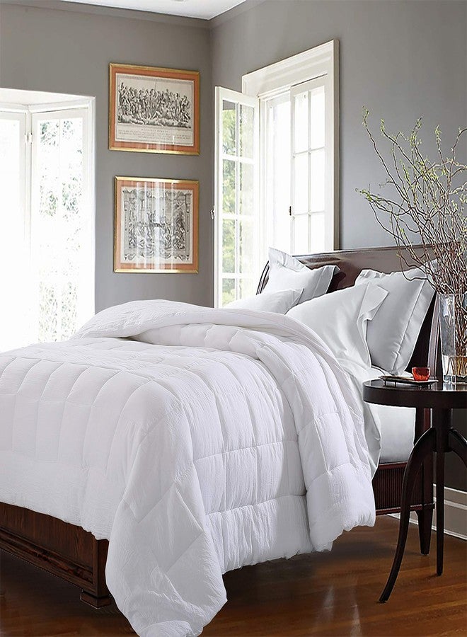 EVOLIVE All Season Pre Washed Soft Microfiber White Goose Down Alternative Comforter with Box Stitching (White,Full/Queen) - Image 2