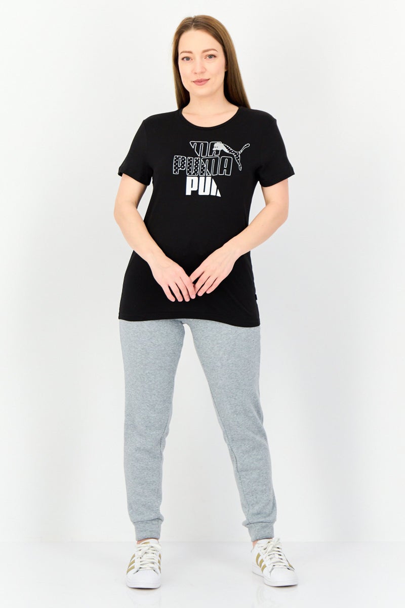 PUMA Women Sportswear Fit Brand Logo Short Sleeve Outdoor T-Shirt, Black - Image 4