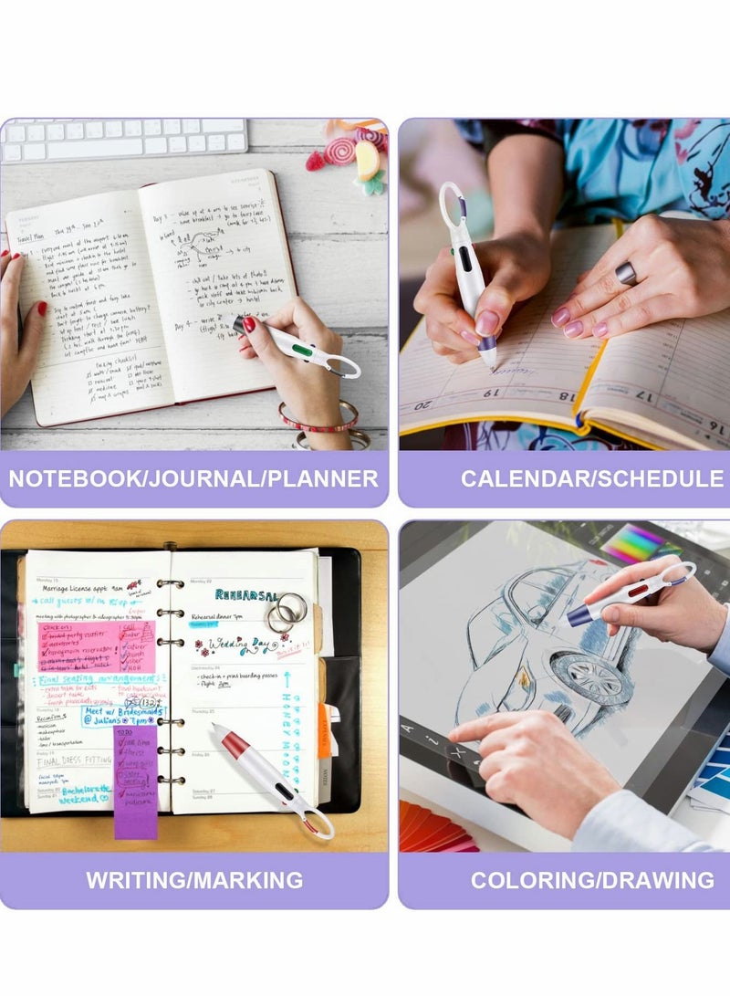 SYOSI Multicolor Ballpoint Pen, Retractable Shuttle, 4-in-1 12 Counts, 1.0mm with Carabiner Clip for Office School Supplies Students Adults Kids - Image 5