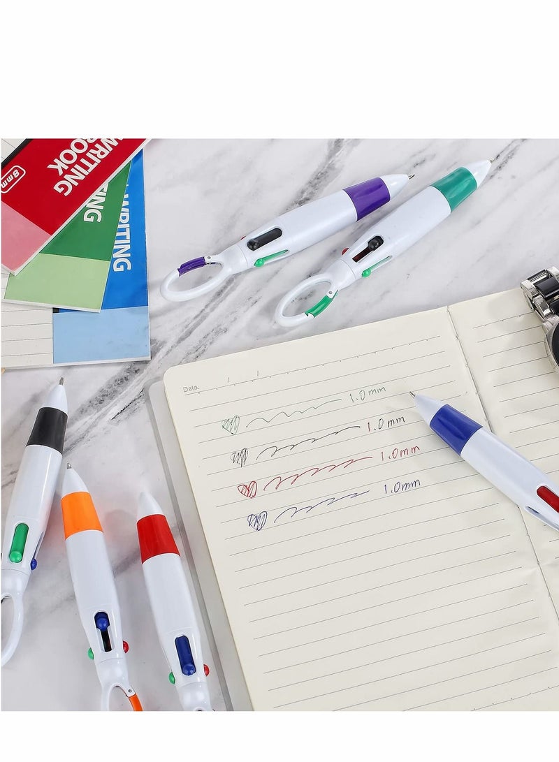 SYOSI Multicolor Ballpoint Pen, Retractable Shuttle, 4-in-1 12 Counts, 1.0mm with Carabiner Clip for Office School Supplies Students Adults Kids - Image 4