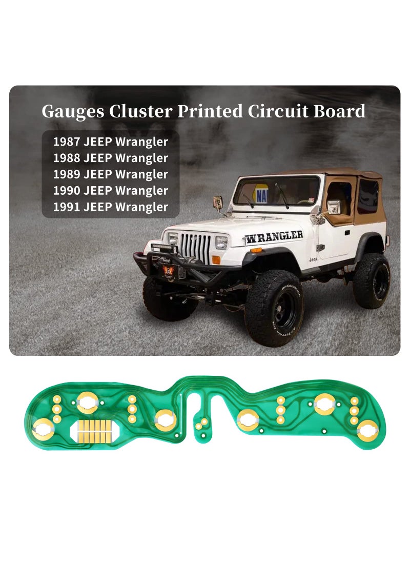 Ytpoools Gauges Cluster Circuit Board Compatible with Jeep Wrangler YJ 1987 1988 1989 1990 1991, Fits Wrangler Dashboard Printed Circuit Board 1987-1991 Jeep Wrangler Printed Circuit for Instrument Panel  - Image 2