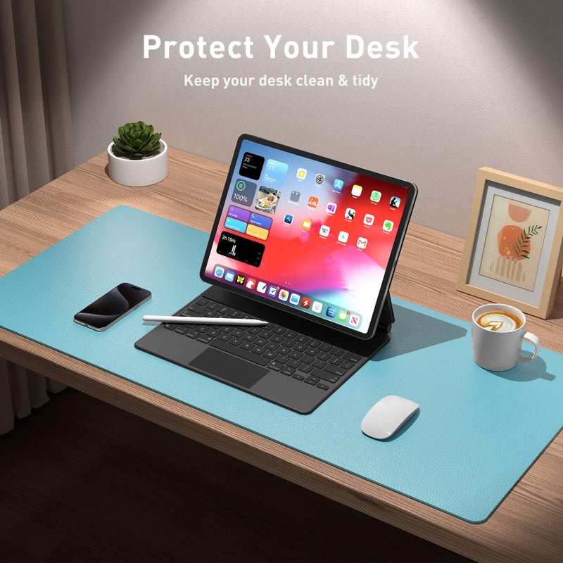 Aothia Large PU Leather Desk Pad Protector â€“ Non-Slip Mouse Pad & Writing Mat for Office/Home, Waterproof, Easy to Clean(23.6" x 13.7", Blue Topaz) - Image 4