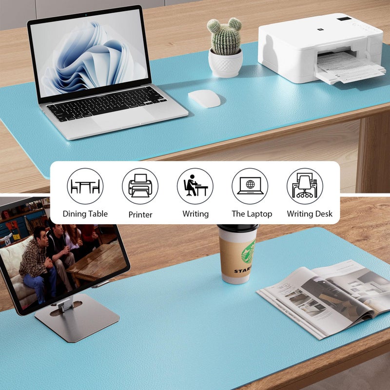 Aothia Large PU Leather Desk Pad Protector â€“ Non-Slip Mouse Pad & Writing Mat for Office/Home, Waterproof, Easy to Clean(23.6" x 13.7", Blue Topaz) - Image 5