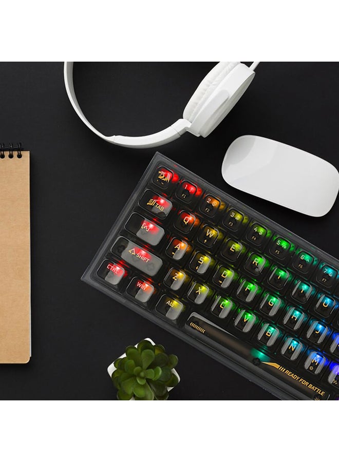 ريدراجون لوحة مفاتيح الألعاب السلكية RGB Redragon K617 SE بنسبة 60%، 61 مفتاحًا، لوحة مفاتيح ميكانيكية شفافة بالكامل مع لوحة شبه شفافة، مفتاح خطي مخصص، مدعوم من برنامج/تعريف احترافي - Image 3