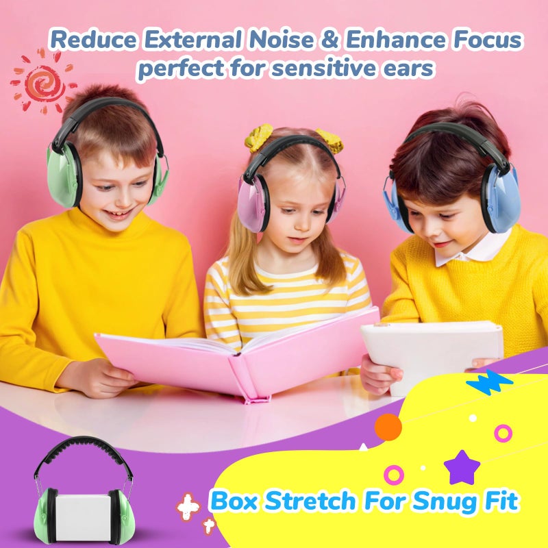 MelonArt Noise Cancelling Headphones for Kid Adult, 3PCS Kids Ear Hearing Protection 27dB Noise Reduction Earmuffs for Autism Sensory Toddler Soundproof Headphones for Shooting/Monster Truck/Concert - Image 5