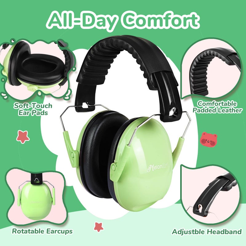 MelonArt Noise Cancelling Headphones for Kid Adult, 3PCS Kids Ear Hearing Protection 27dB Noise Reduction Earmuffs for Autism Sensory Toddler Soundproof Headphones for Shooting/Monster Truck/Concert - Image 3