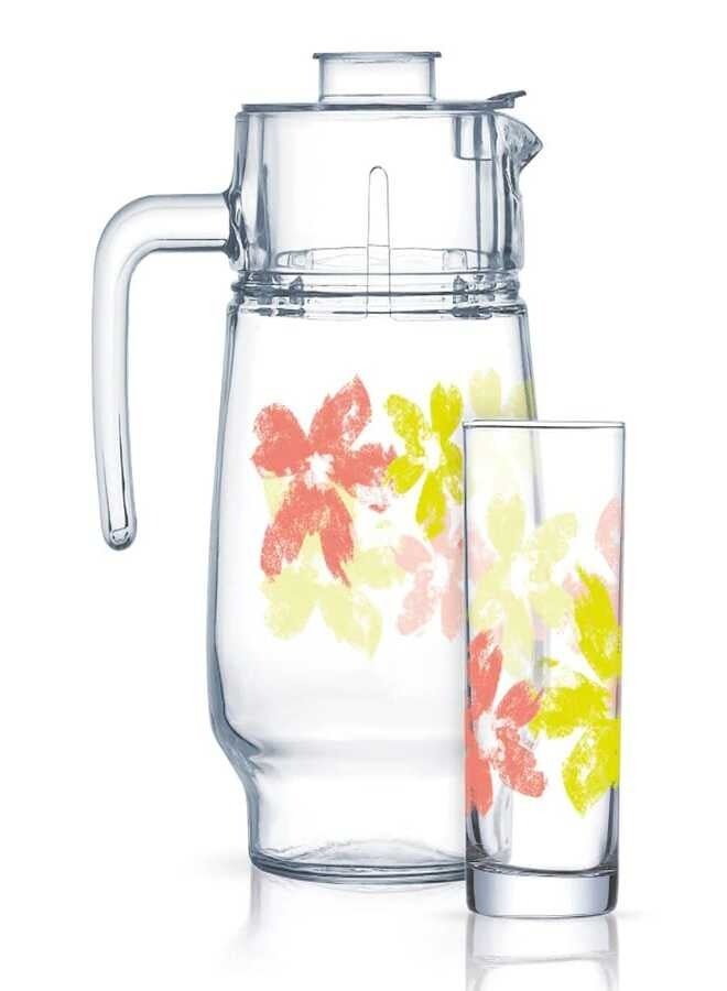 لومينارك, طقم مكون من 6 اكواب سعه 30 cl بالاضافه لدورق بالغطاء سعه 1.3 لتر زجاج اماراتى