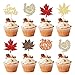 Ephlyn 24Pcs Thanksgiving Cupcake Toppers Glitter Turkey Maple Leaves Pumpkin Hazelnut Fall Theme Cupcake Picks - Image 2