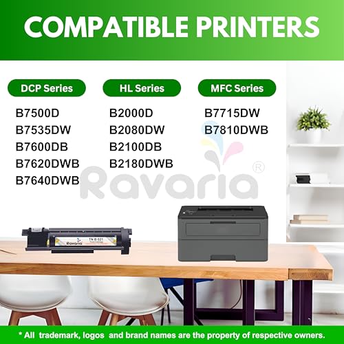 Ravaria TN B021 Compatible Toner Cartridge for Brother TN-B021 Toner Cartridge Compatible for Brother B7500D B7535DW B7600DB B7620DWB B7640DWB B2000D B2080DW B2100DB B2180DWB B7715DW B7810DWB Printer - Image 2