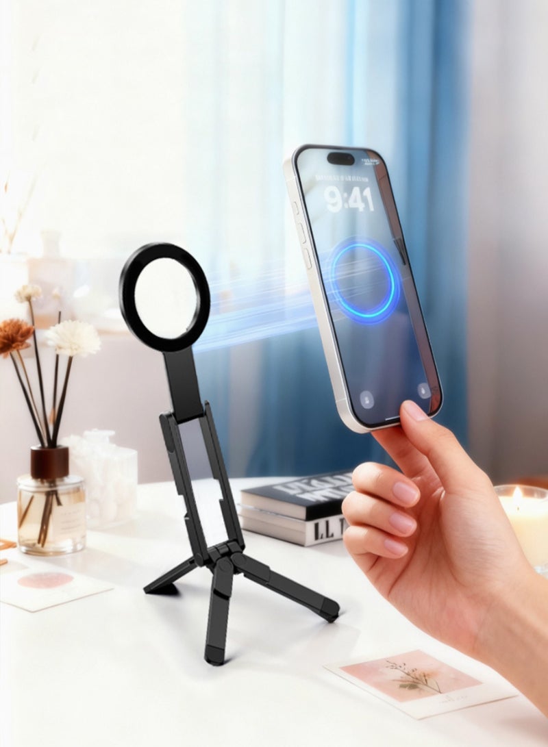 HomarKet Magnetic Phone Tripod Stand for iPhone - Aluminium Smartphone Mini Tripod Pocket Cell Phone Stand Strong Magnet Quick Mount Compatible with iPhone17 16 15 14 13 14 Series - Image 3