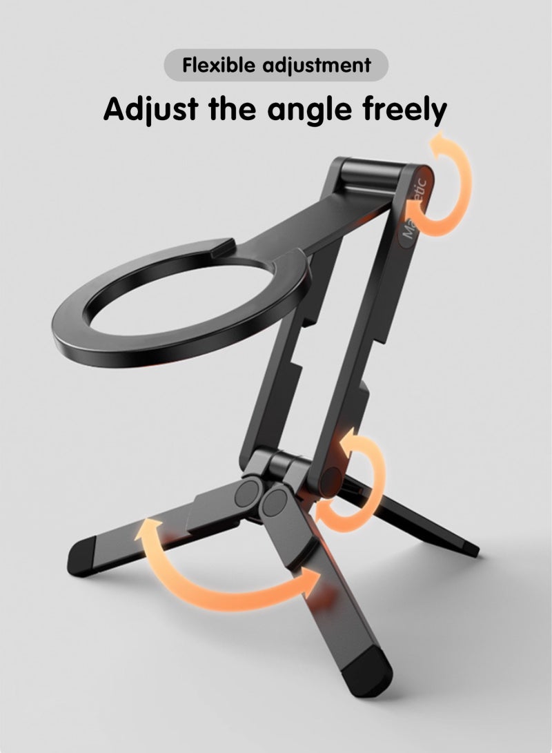 HomarKet Magnetic Phone Tripod Stand for iPhone - Aluminium Smartphone Mini Tripod Pocket Cell Phone Stand Strong Magnet Quick Mount Compatible with iPhone17 16 15 14 13 14 Series - Image 4