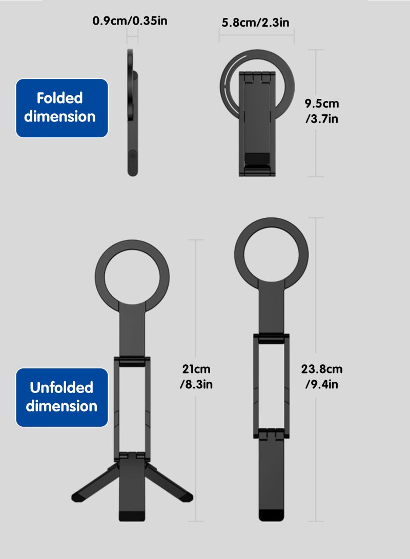 HomarKet Magnetic Phone Tripod Stand for iPhone - Aluminium Smartphone Mini Tripod Pocket Cell Phone Stand Strong Magnet Quick Mount Compatible with iPhone17 16 15 14 13 14 Series - Image 2