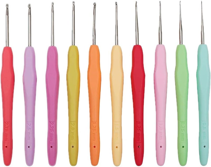 Yarniss 10 Size Small Crochet Hooks, Ergonomic Crochet Hooks for Thread 0.5mm~2.75mm - Image 1