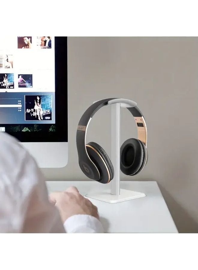 White Aluminum Alloy Headphone Stand Adjustable Tilt Lightweight Non Slip For Gaming Music Headsets - Image 3