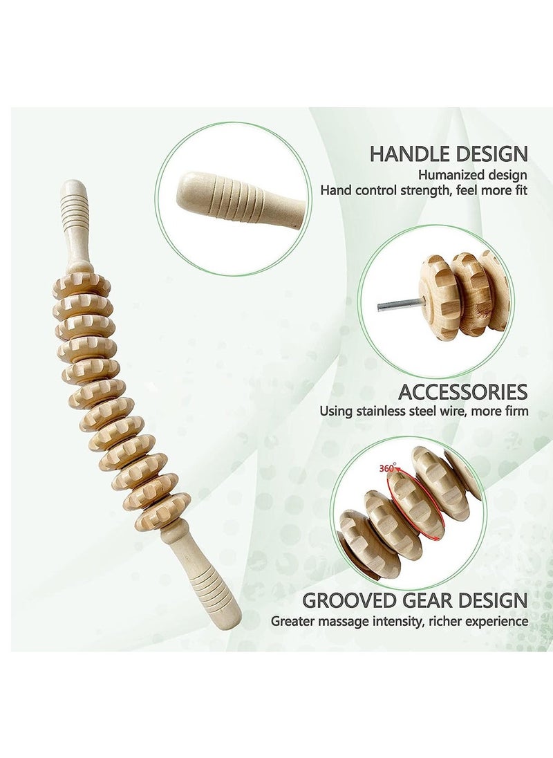 Loquat Curved Wooden Massage Roller, Multi-Functional Body Roller for Waist and Thigh, Wooden Massager Handheld Roller for Cellulite Reduction and Muscle Tension - Image 4