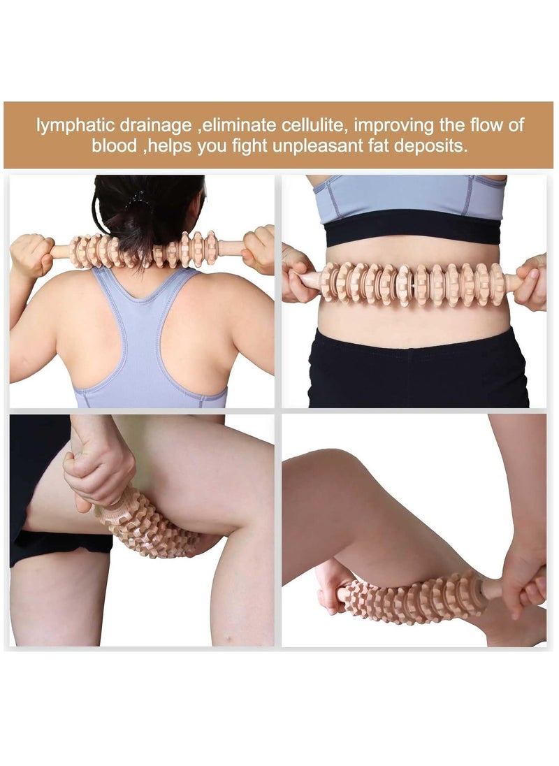 Loquat Curved Wooden Massage Roller, Multi-Functional Body Roller for Waist and Thigh, Wooden Massager Handheld Roller for Cellulite Reduction and Muscle Tension - Image 2